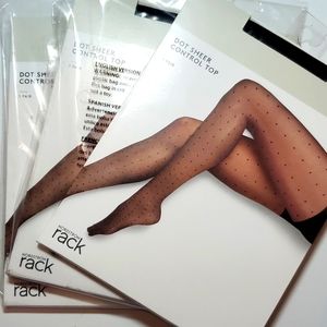 3 Nordstrom Rack Control Top Pantyhose Black Dot Mesh Sheer Size A Small 95-135